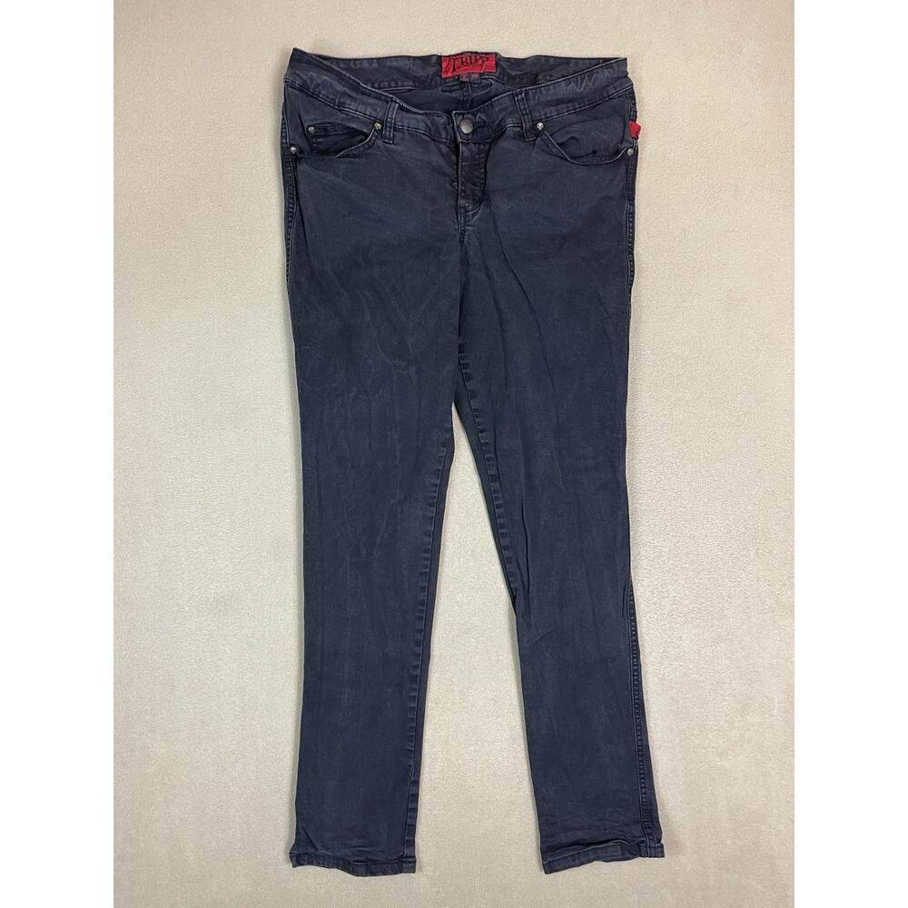 Tripp Nyc Jeans Womens 14R Black Skinny‎ Slim Mid Rise Stretch Denim Punk Metal